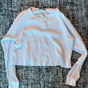 Brandy Melville White Waffle Henley Top